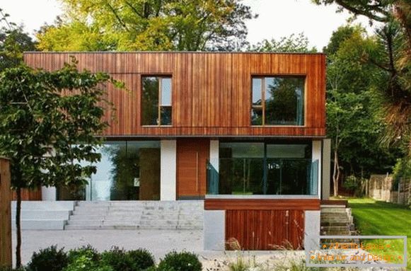 Design frumos al fațadei unei case private - fotografie a unei case cu două etaje
