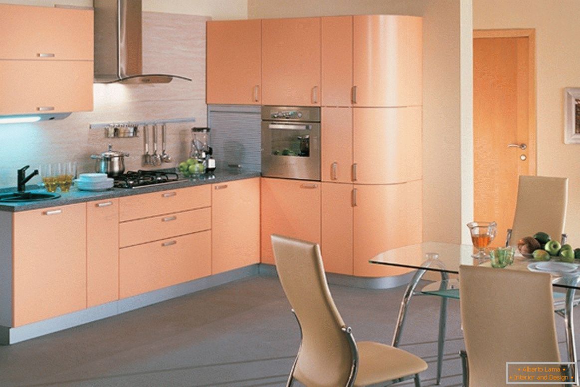 Peach-color mobilier de bucatarie