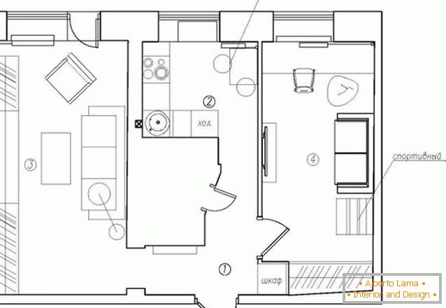 Planificarea unui apartament cu două camere în Rusia