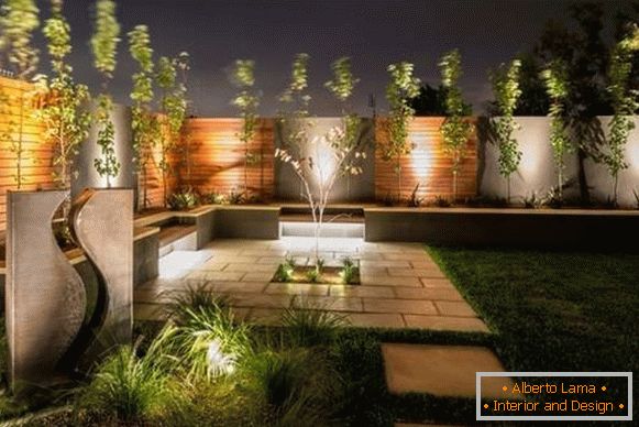 Design modern de grădină - fotografie cu iluminat cu led