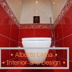Design de toaletă roșu și alb