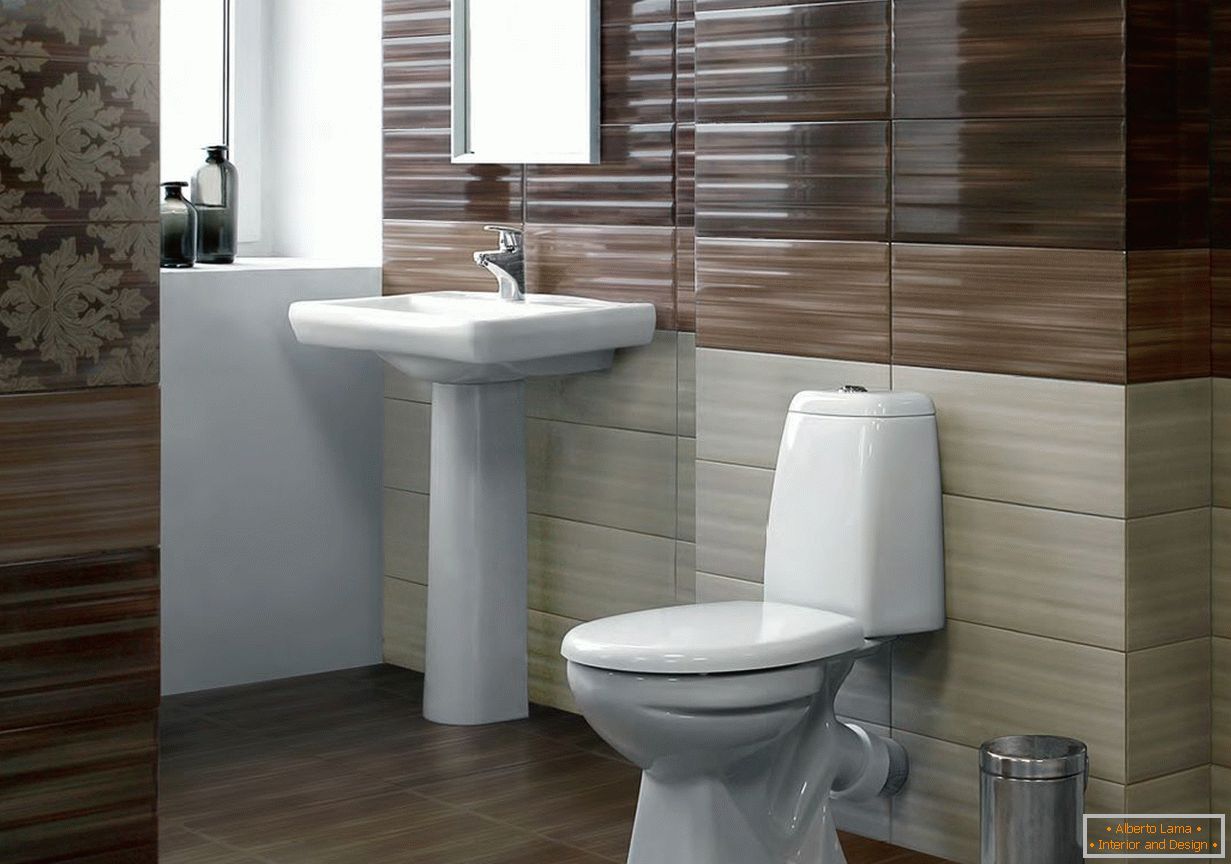 Nuanțe brune în designul toaletei cu chiuveta