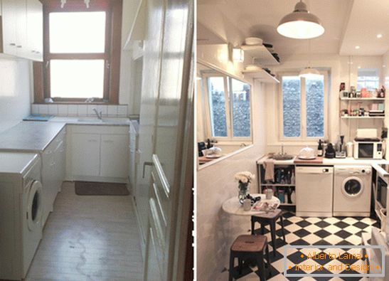 Renovată bucătărie a unui apartament mic din Paris