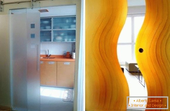 Uși glisante din sticlă la bucătărie - opțiuni de design și fotografii