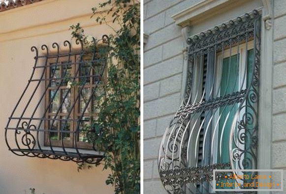 Grile forjate pe ferestre - fotografie în decorul fațadelor caselor particulare