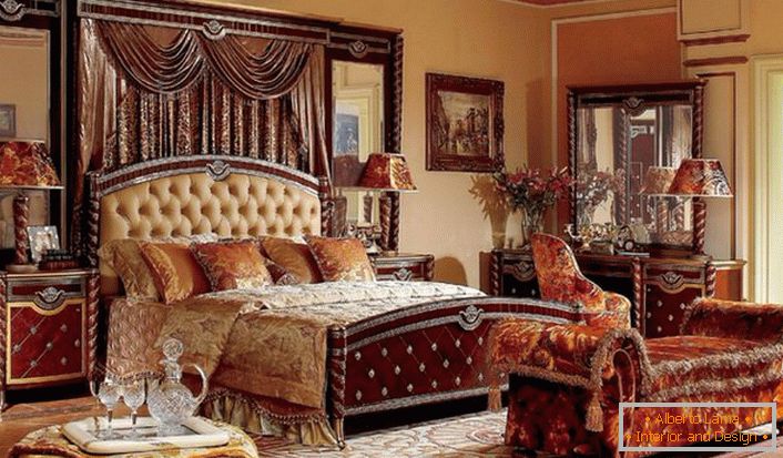 Stilul nobil al Imperiului în cea mai strălucită manifestare din dormitorul familiei franceze.