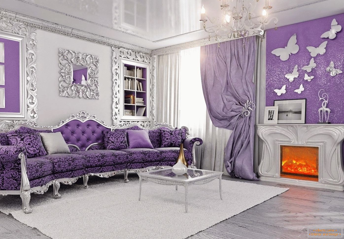 Cameră de zi gri-violet