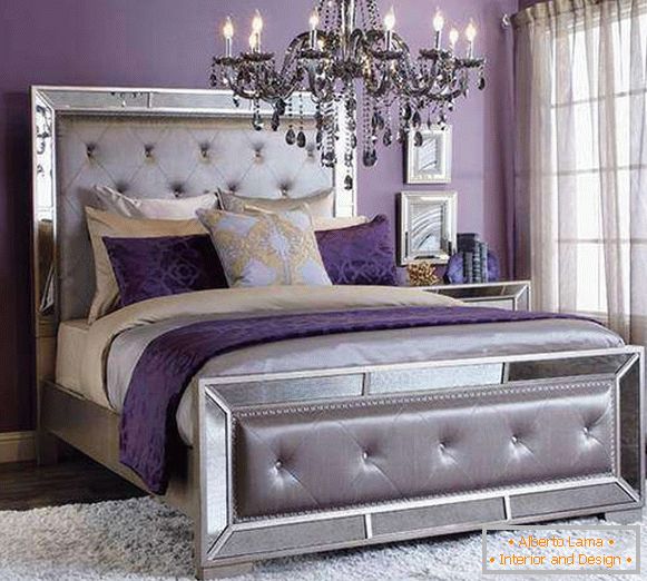 Purple dormitor - fotografie în combinație cu argintiu