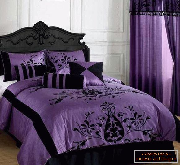 Purple dormitor - fotografie în combinație cu negru