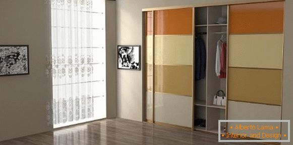 Dulap încorporat încorporat - design foto în dormitor cu sticlă