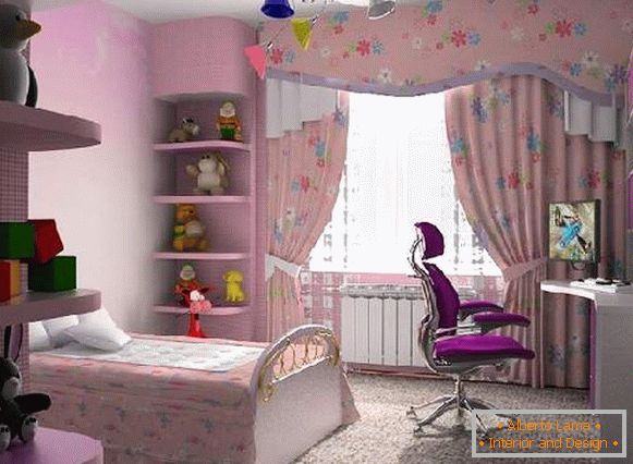 draperii într-o cameră pentru copii pentru o fată, fotografie 24