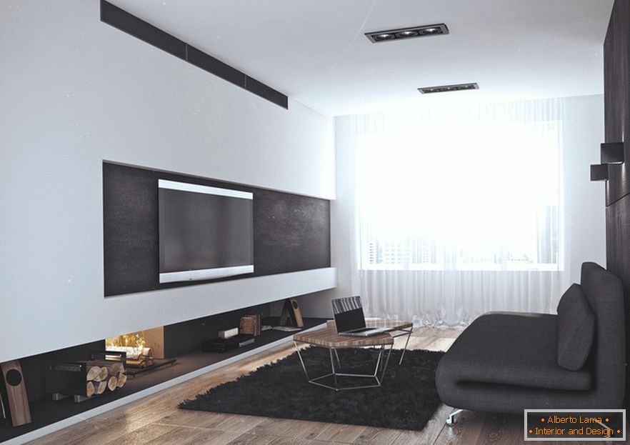 Interiorul unui apartament pentru un burlac de succes în Rusia