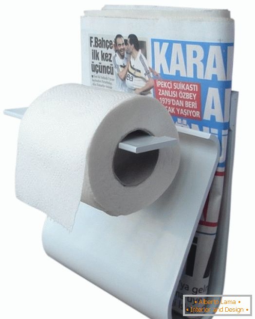 Suport pentru hârtie igienică cu un raft pentru un ziar