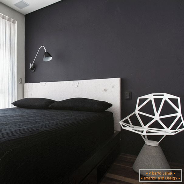 Designul unui dormitor mic în negru