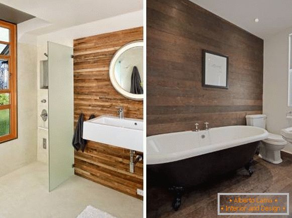 Panouri din lemn pentru decoratiuni interioare de pereti - fotografie de baie