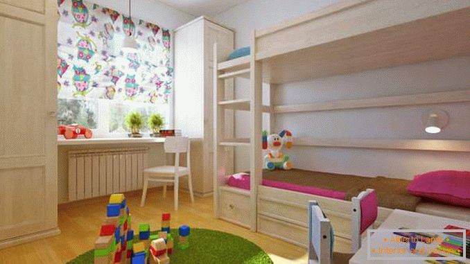 Proiectarea unui apartament cu două camere, cu o cameră pentru copii pentru doi copii