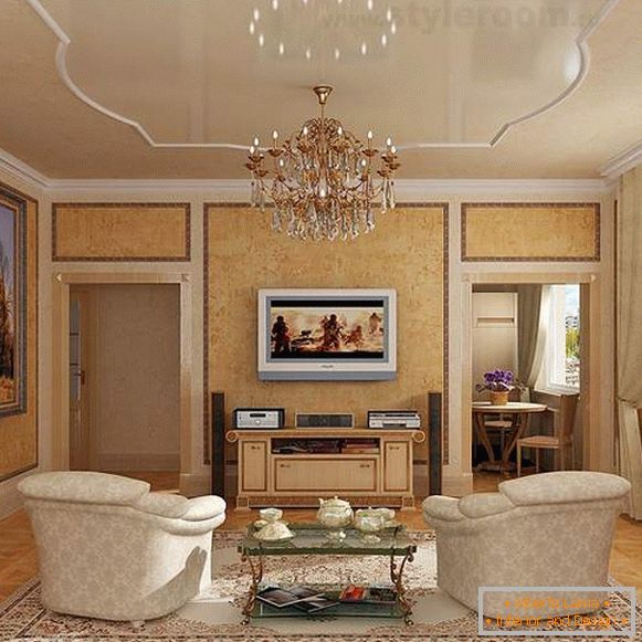 Stil clasic elegant în interiorul apartamentului de living