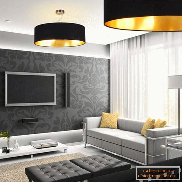 Designul modern al holului din apartament в черно-белом цвете