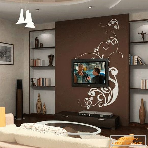 Designul modern al holului din apartament в коричневом цвете