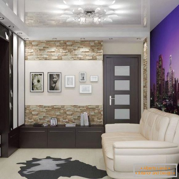 Designul halei din apartament cu hârtie de perete pe perete
