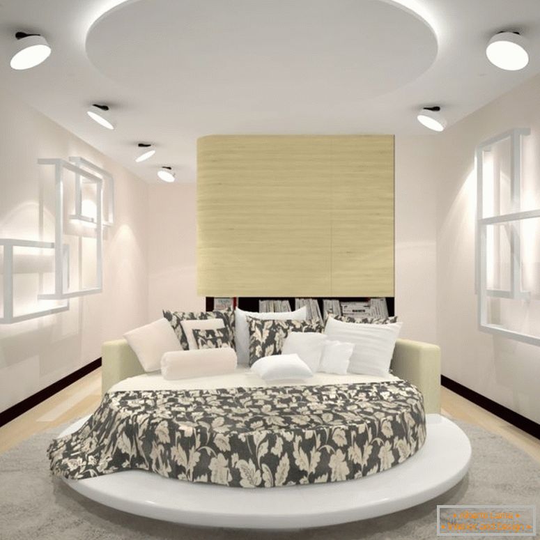 lumină-dormitor-in-stil modern, cu-rotund-pat-la-inima