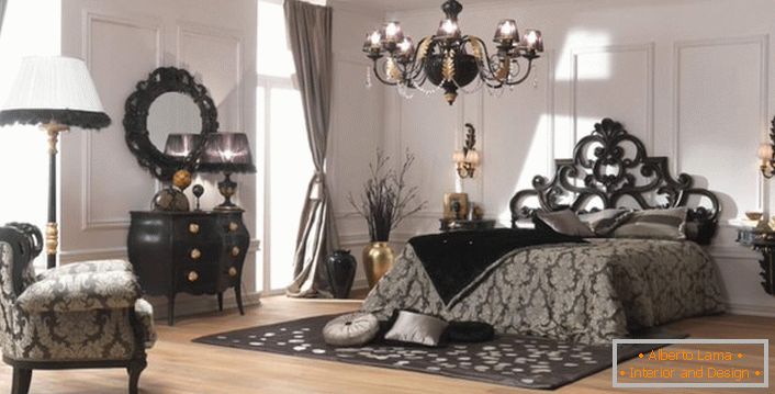Dormitor regal în stil Art Deco pentru cupluri.