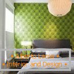 Textură verde pe pereții dormitorului