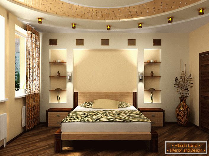 Dormitorul este decorat în stil Art Nouveau. Ușile interioare se integrează perfect în conceptul general de stil. 