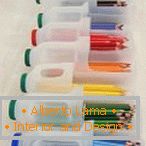 Cutii pentru depozitarea creioanelor din sticle de plastic