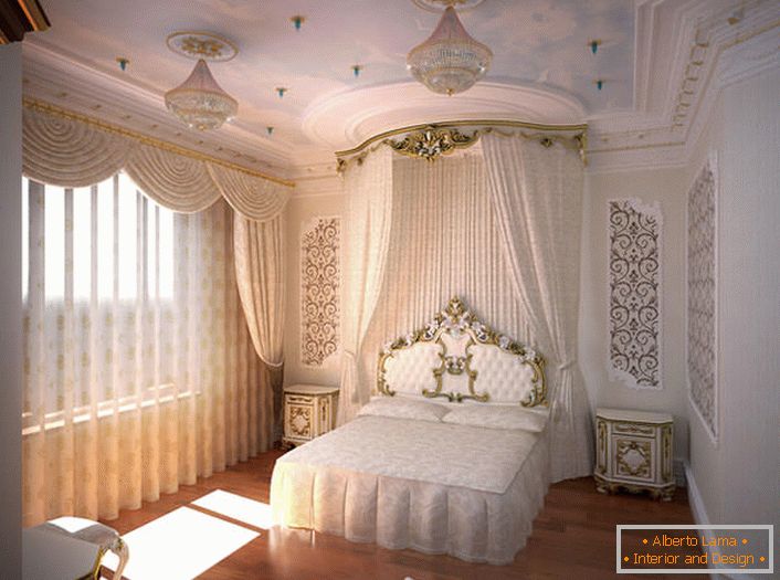 Dormitor modern în stil baroc.