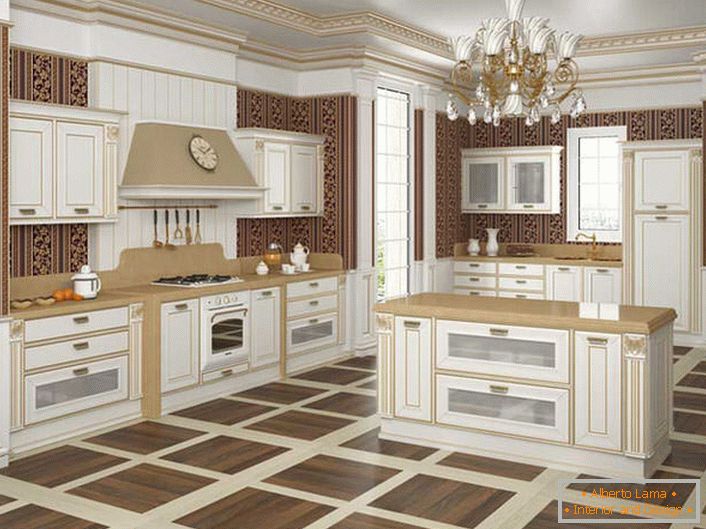 Stilul elegant de baroc în bucătărie.