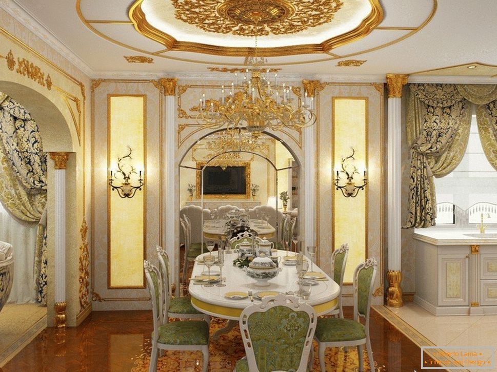 Interior alb cu modele de aur