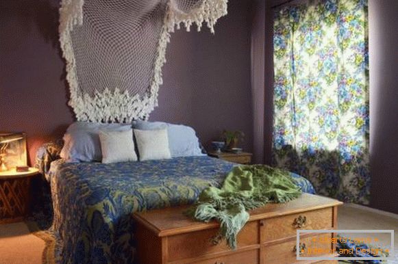 Lilac dormitor în stilul unui boho