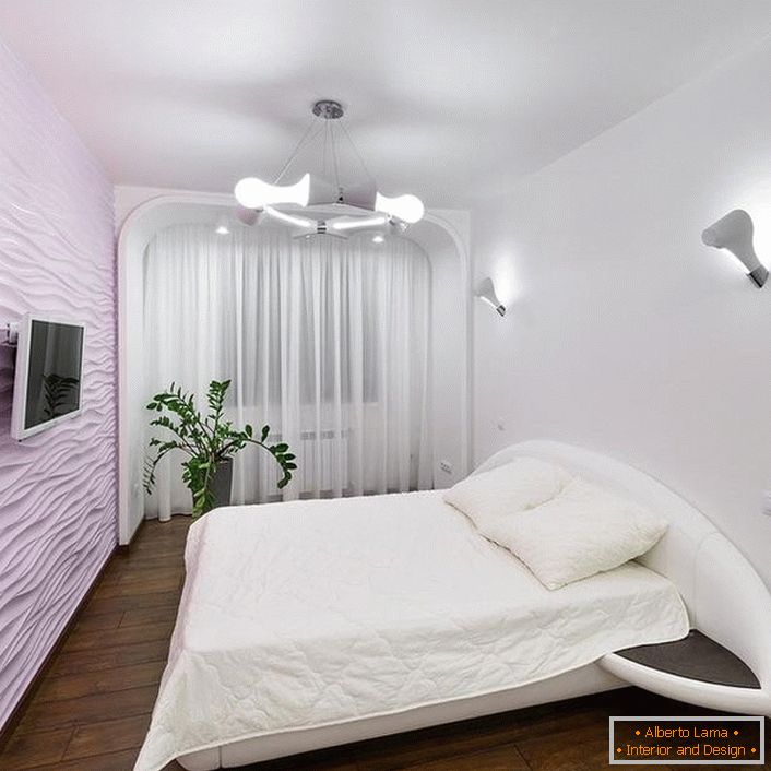 Culoarea roz pentru un dormitor în stil high-tech