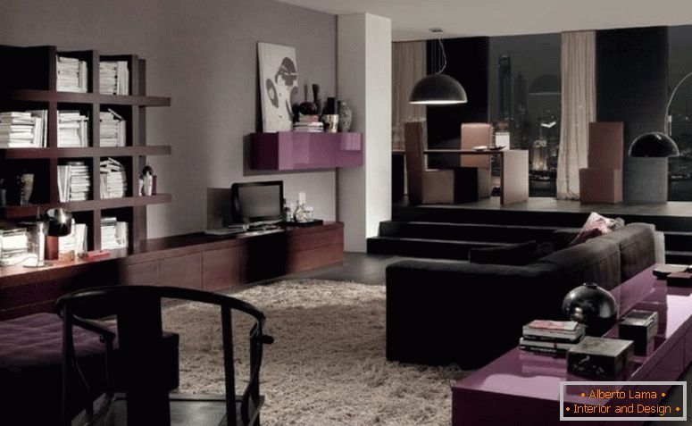 living-room-fascinant-imagine-de-moderne-violet-brun-și-negru-living-room-decor-folosind-mare-dome-negru-living-room-inclusiv-negru-velvet- pandantiv-abajur- living-canapea-și-pătrat alb-i
