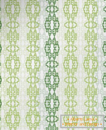 Wallpaper cu ornament verde dungat