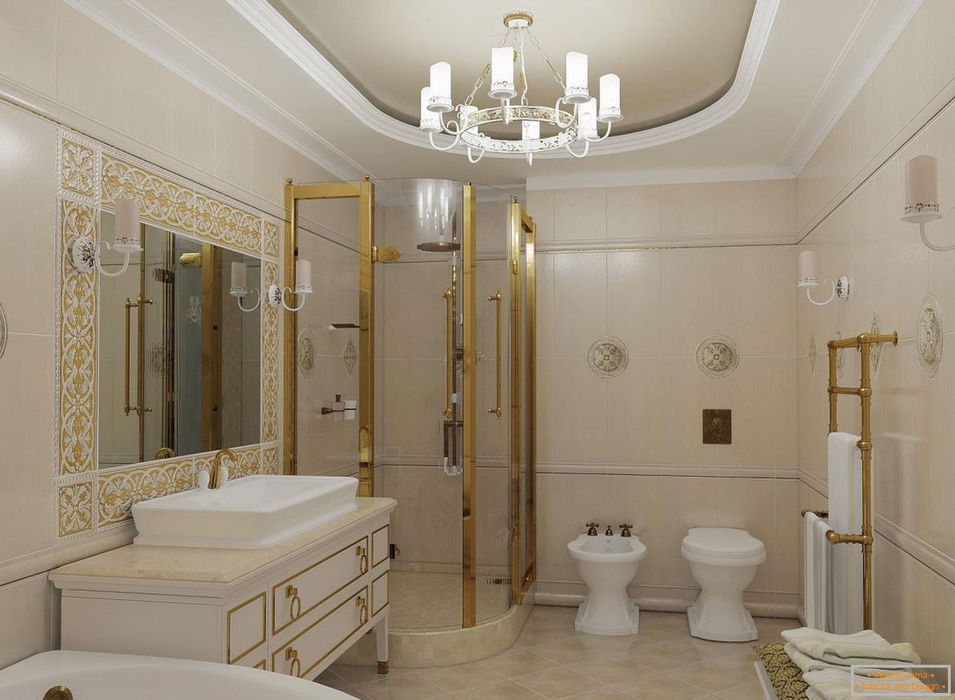 Cabină de duș в ванной в классическом стиле