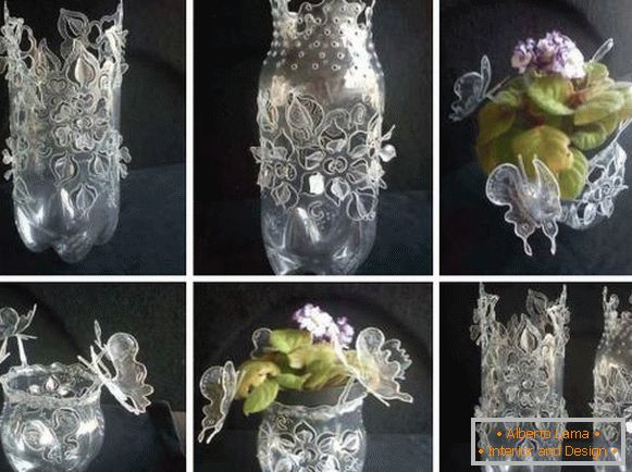 Vaza decorativă dintr-o sticlă de plastic cu mâinile tale