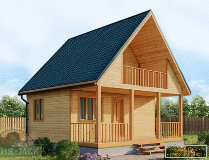 de la începutul primăverii până la sfârșitul toamnei. Casa din lemn este proiectată cu o terasă mare și balcon, acest proiect fiind potrivit pentru regiunile sudice ale Rusiei.