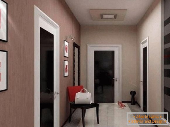 Hârtie de perete combinată pentru un coridor într-o fotografie de apartament 3