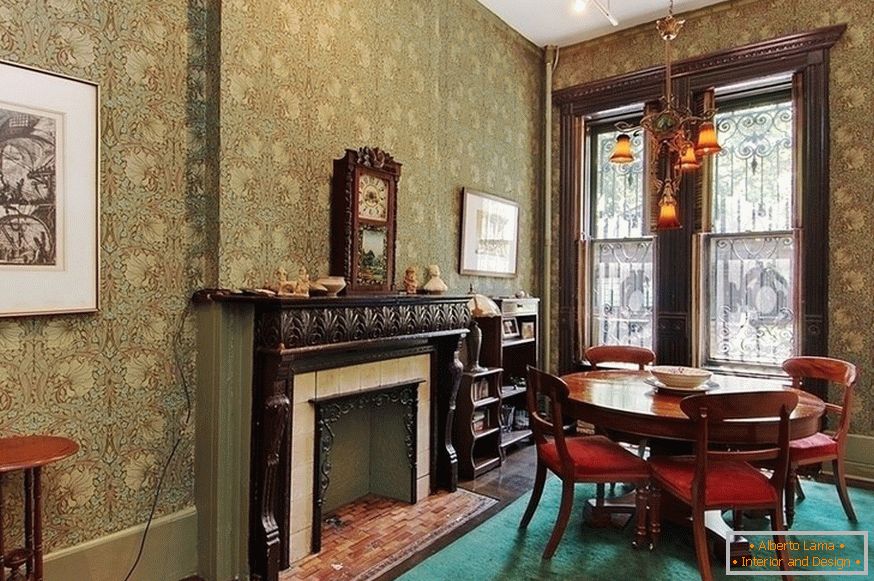 Wallpaper în interior în stil victorian