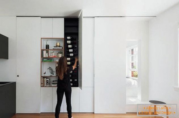 Modulară perete în interiorul apartamentului: cutii funcționale