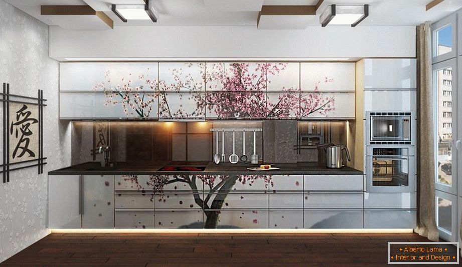 Sakura pe mobilă de bucătărie