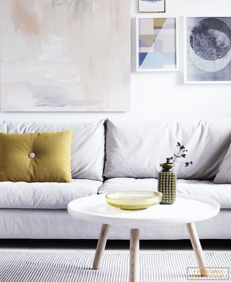 pitoresc-modern-living-room-design-cu-masive-artistice-imagine-și-confortabil-alb-canapea, de asemenea, mici, alb-rotunjite-cafea-masă combinat-stejar-picior-pentru-Scandinavian-design- bloguri-Scandinavian-design-blog