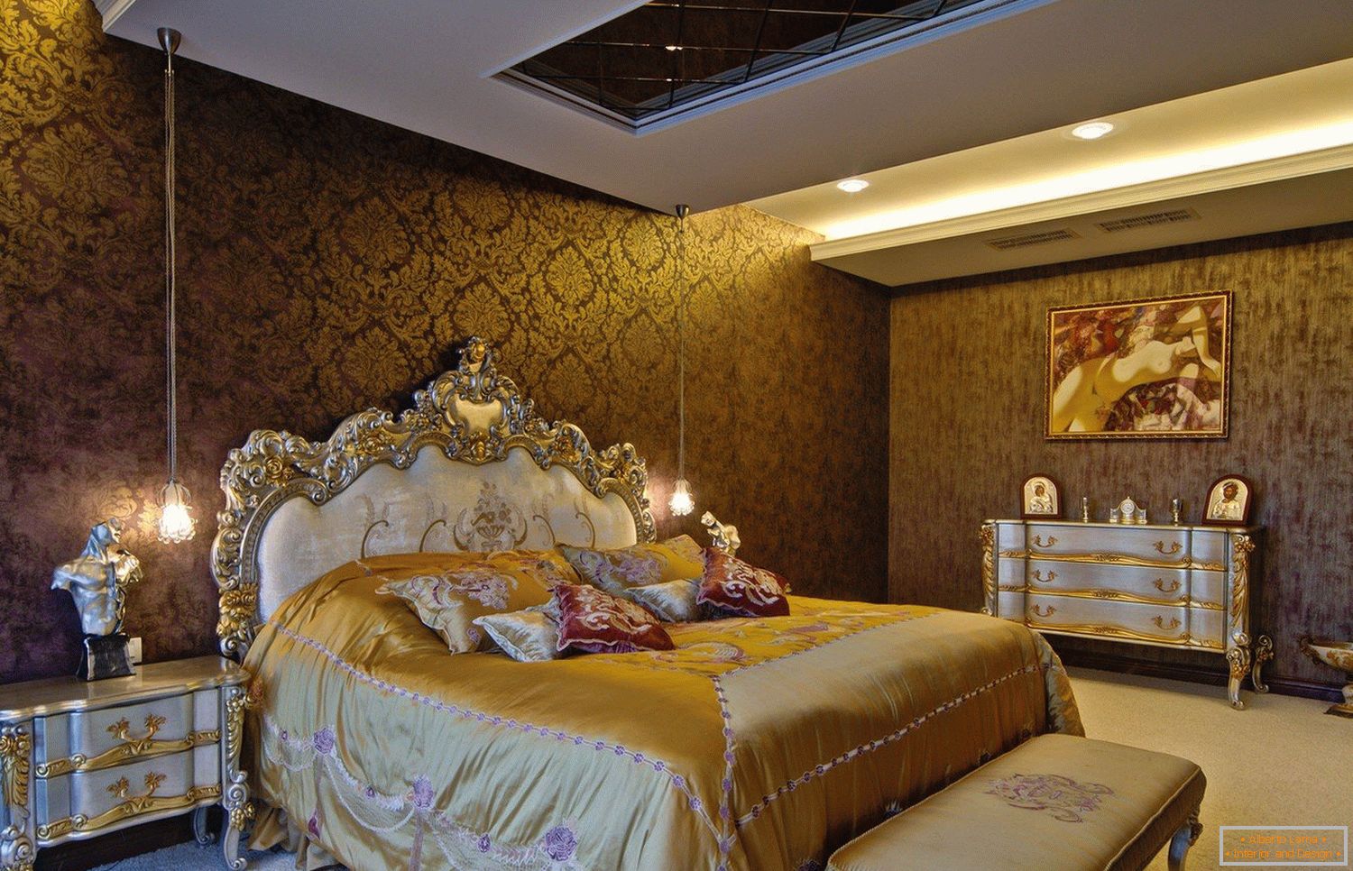 Tonul de aur în designul dormitorului