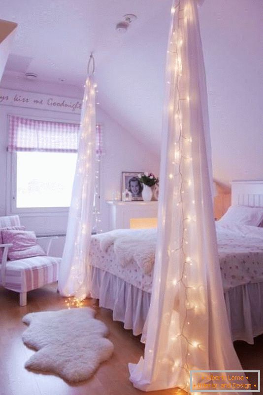 LED-ul de fundal în dormitor