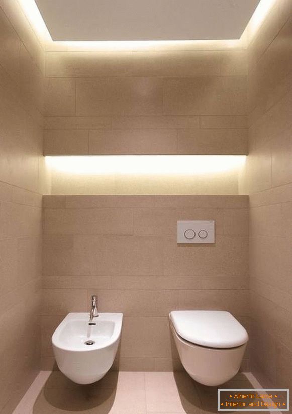 Design de toaletă elegant cu lămpi încorporate