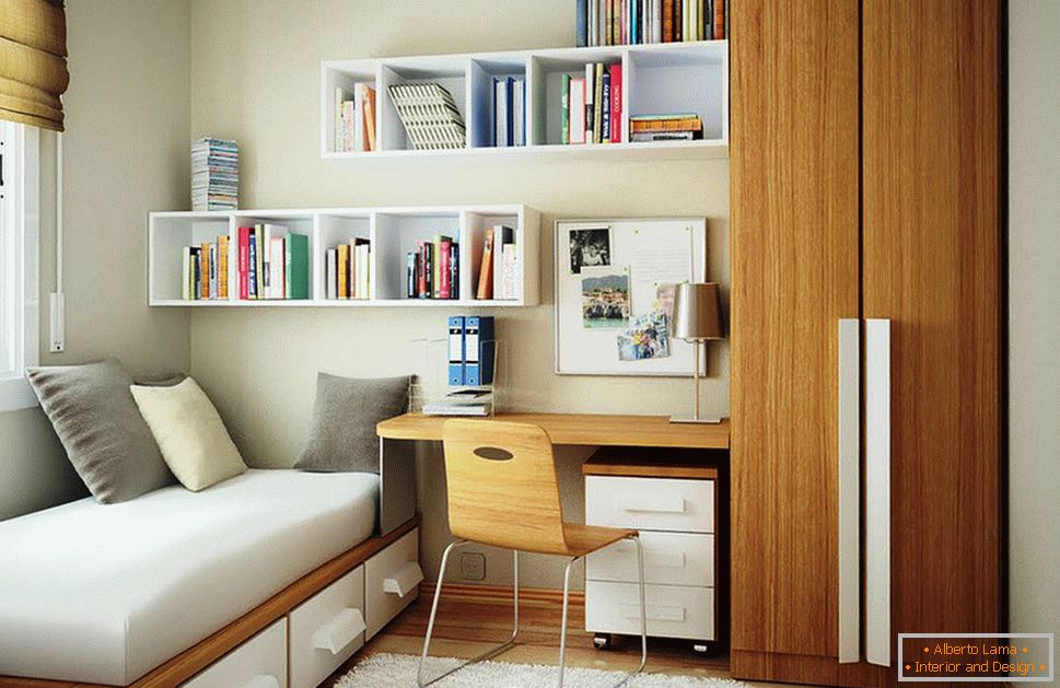 Replanificarea unui apartament cu o cameră într-un dormitor cu un studiu