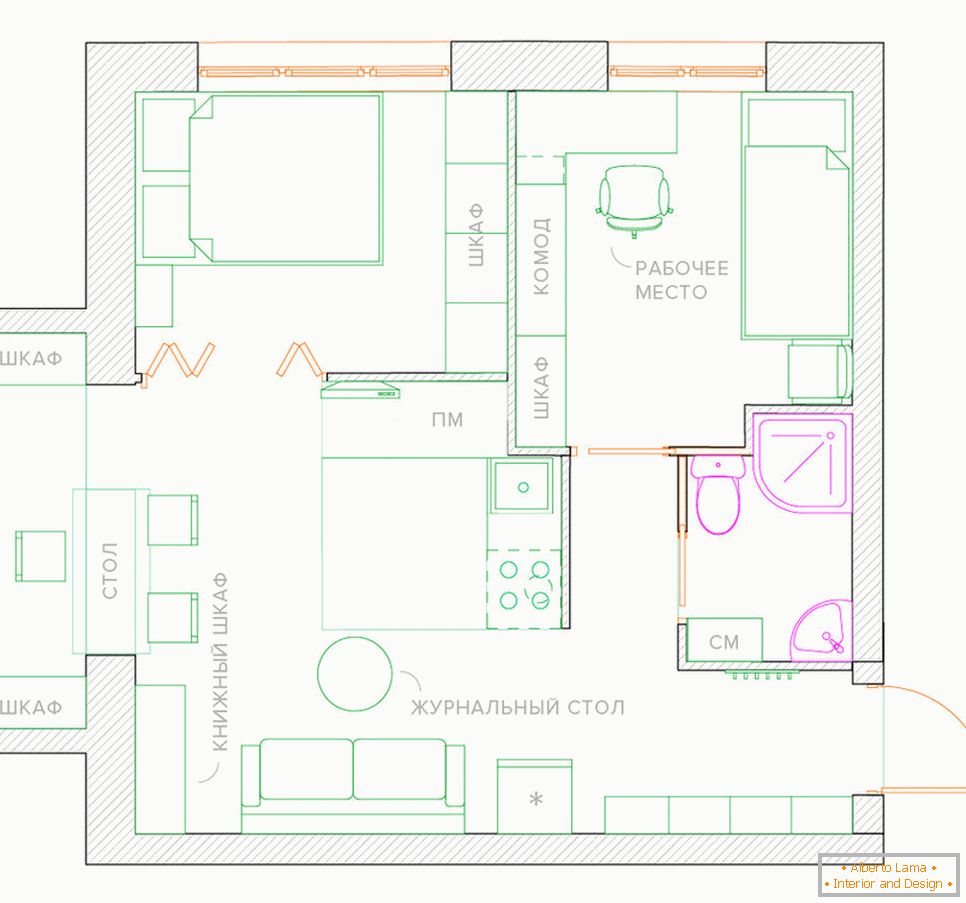 Remodelarea unui apartament cu o cameră într-un apartament cu un dormitor и детской