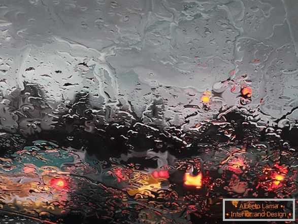 Vedere a parbrizului din ploaie din interior, artistul Gregory Teilker